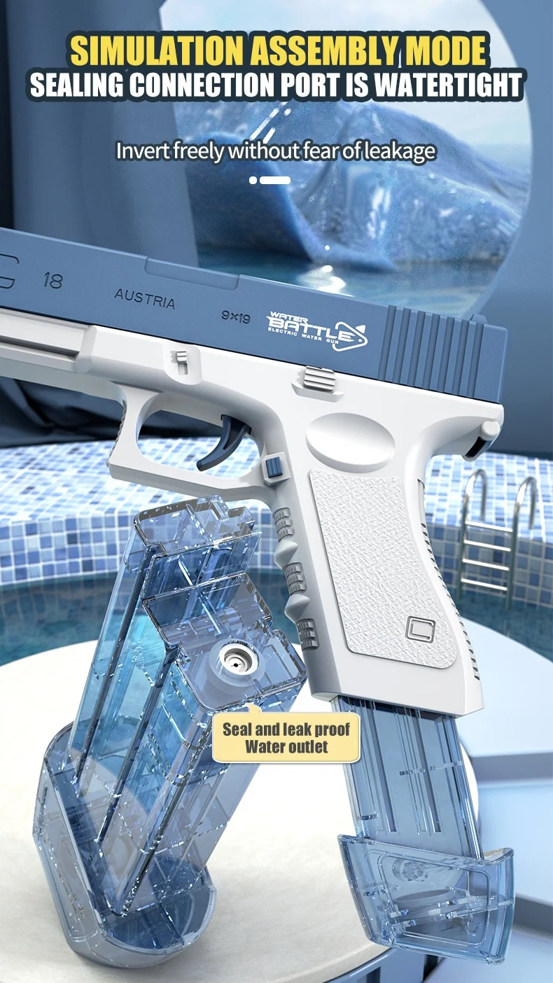 Electric Water Gun Rechargeable Automatic & Manual Spray Gun Capacity Range Up to 32 FT Range for Adults & Kids