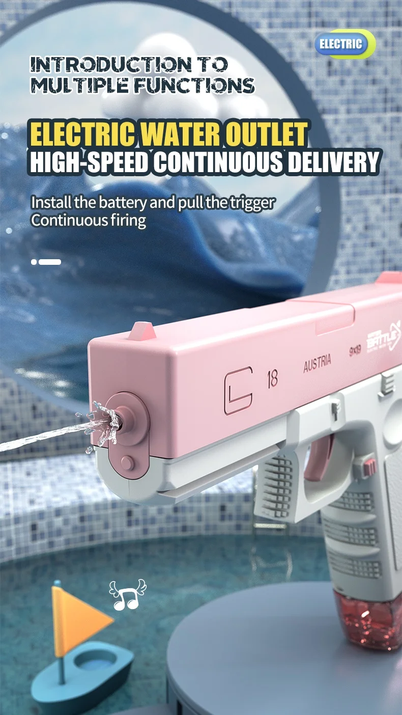 Electric Water Gun Rechargeable Automatic & Manual Spray Gun Capacity Range Up to 32 FT Range for Adults & Kids