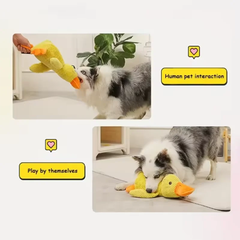 Cute Dog Toy Stomping Duck Bite Resistant Grinding Teeth Cleaning Large Dog Interactive Entertainment Puppy Boredom Plush Toy