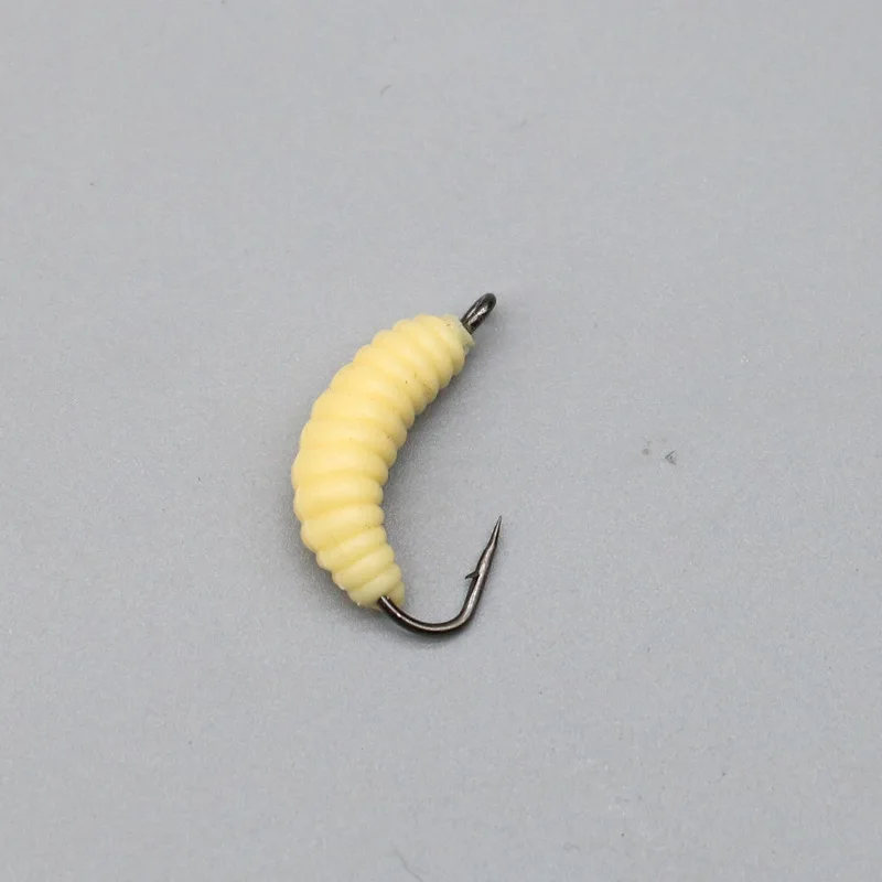 Rubber Maggots Fishing Bait Set with Hooks - Versatile Grub Lures for Bass,Trout,Crappie,Bluegill,Ideal for Freshwater Fishing