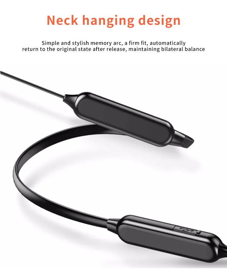 Wireless 9D Bluetooth Headset Neck Hanging Stereo Noise Reduction Universal 5.0 In Ear Sports Headset Microphone For Smart Phone