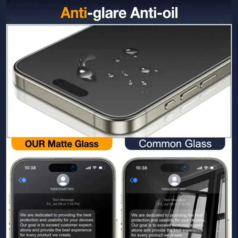 3Pcs Oleophobic Dust Free Easy Installation Matte Privacy Screen Protector for IPhone 16 15 11 12 13 14 Pro Max Plus XS 17 Glass