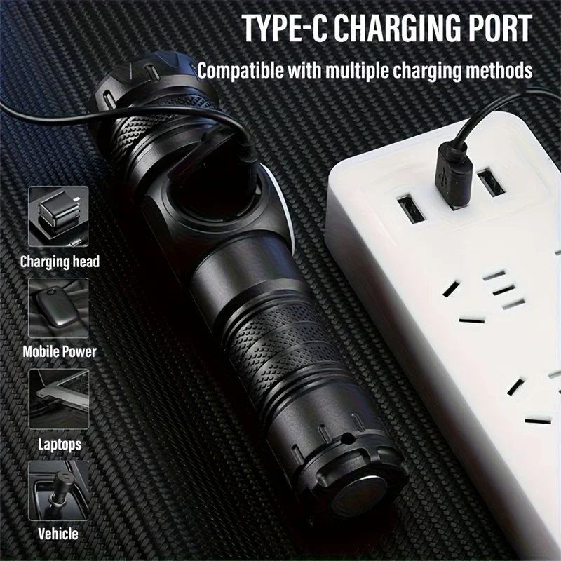 High Strong Power LED Flashlights USB Rechargeable Magnetic Tactical Torch With COB Side Light Camping Fishing Zoom Lantern