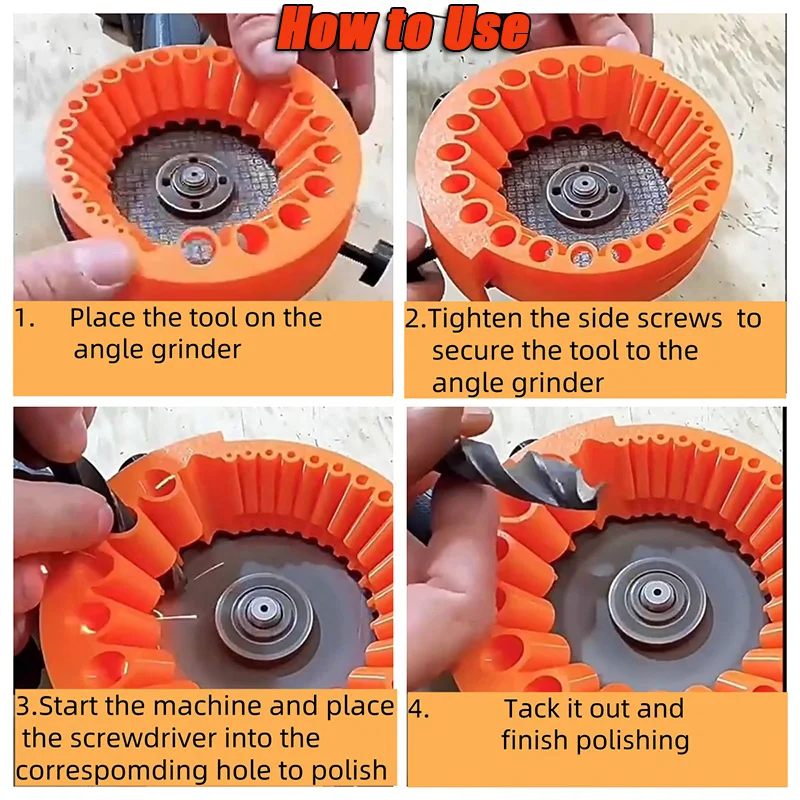 Anti-Stripping Angle Grinder Drill Bit Sharpener 2-13mm 20 Holes with Metal Thread Inserts Fit 115/125 Grinders Renew Old Bits