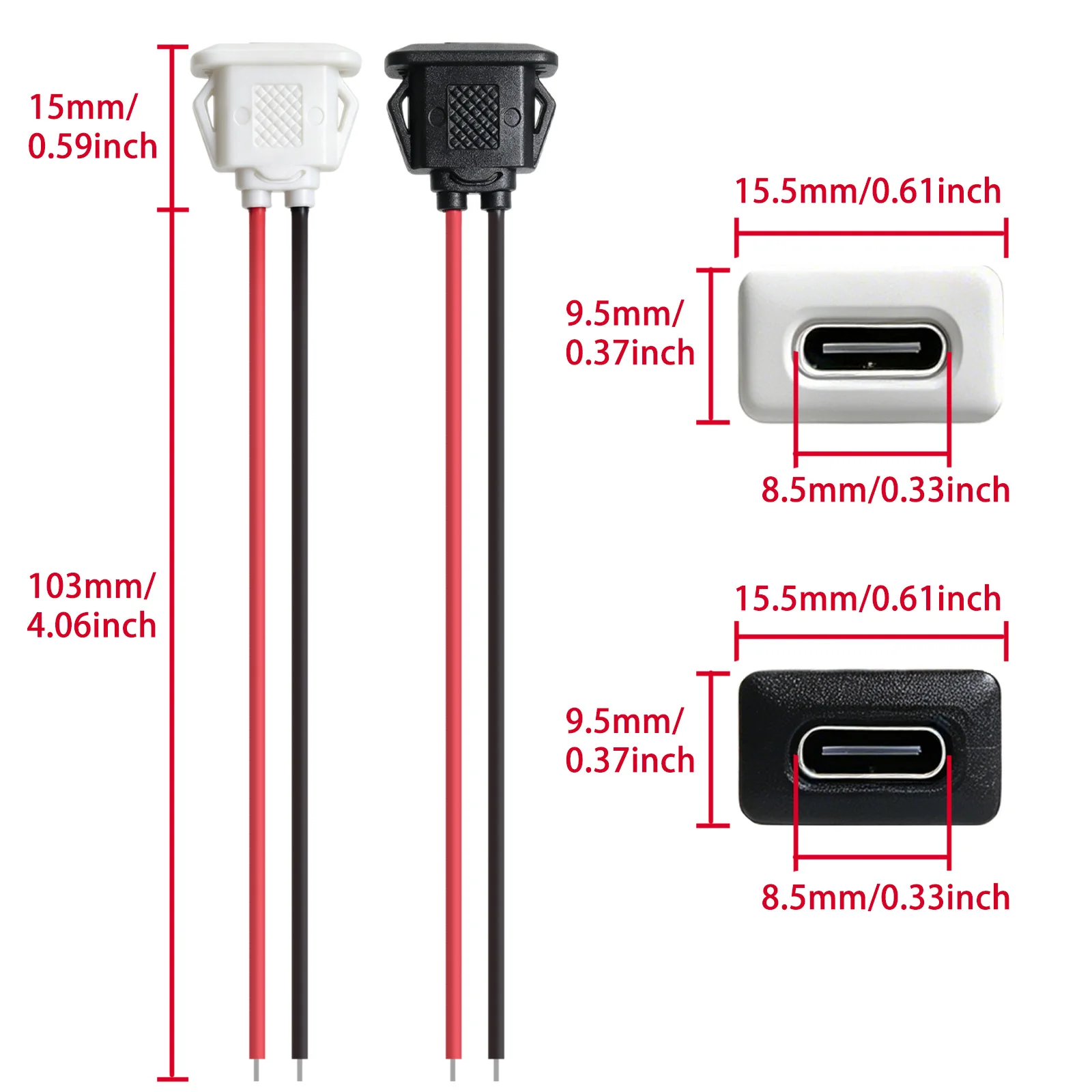 5/10pcs Type-C Female Chassis Connector USB C Female Chassis Direct Crimp Jack Female Charging Port Extension Power Cable