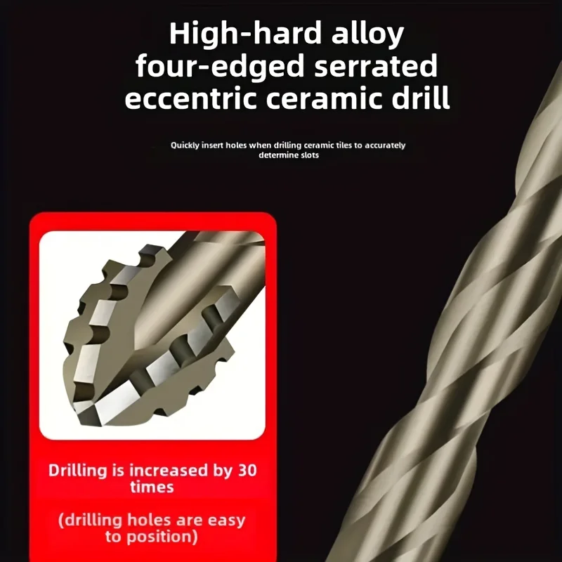 7pcs Carbide Four-Blade Serrated Drill Bit Set for Dry Drilling Porcelain Tile Ceramic Glass Marble Concrete Stone Hole Openner