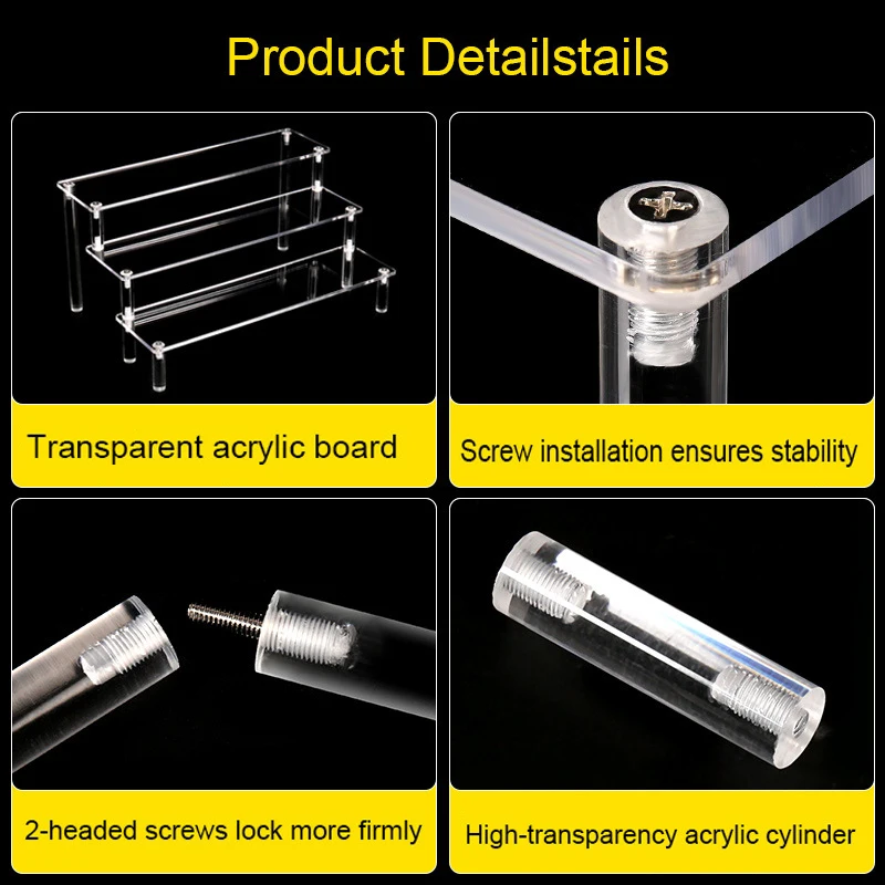 1-4 Tier Acrylic Display Stand Durable Display Rack For Cupcake Perfume Doll Transparent Trapezoidal Blind Box Storage Shelf