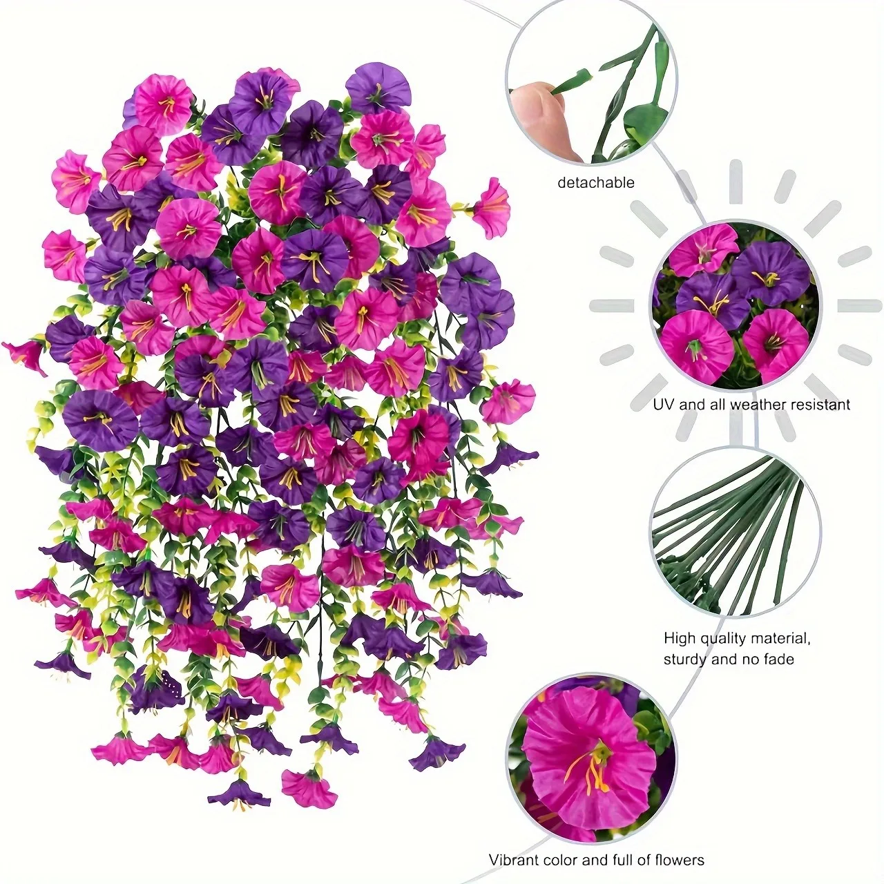 1Pcs Artificial Flowers 75CM Hanging Fake Plant for Home Decor Garden Wedding Decoration Flower Basket Garland Wall Accessories