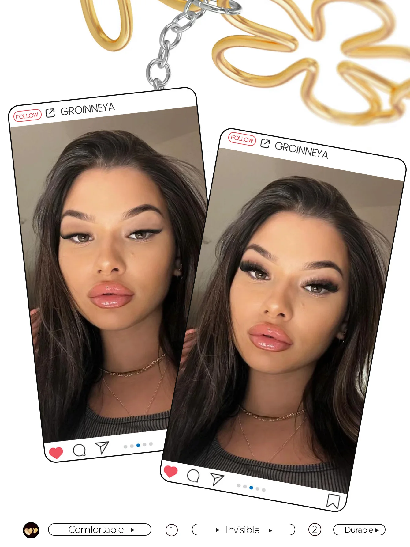 GROINNEYA Cluster Lashes DIY Eyelash Extension C Curl Long Individual Lashes Mixed Tray Faux Mink Lash Clusters Extensions
