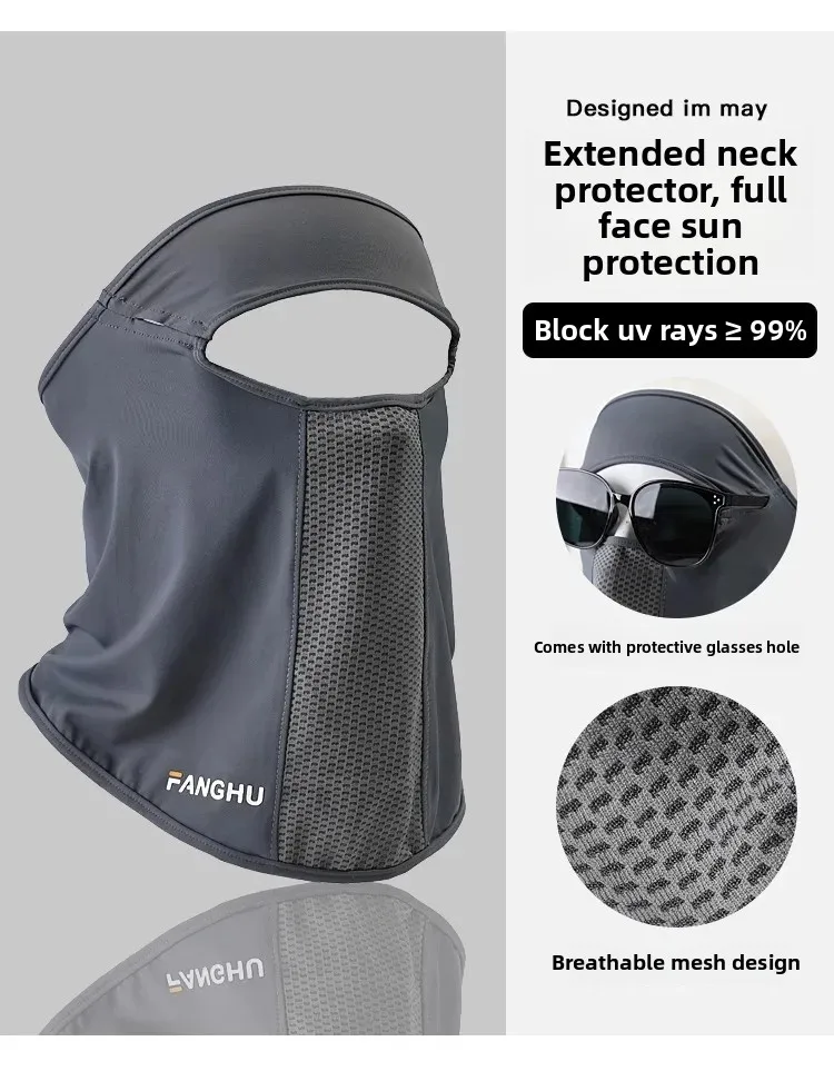 Facial Gini Summer Sports Ear Cord Scarves Mask Neck Protection Anti-UV Ice Silk Sunscreen Mask Face Veil with Eyeglass Hole