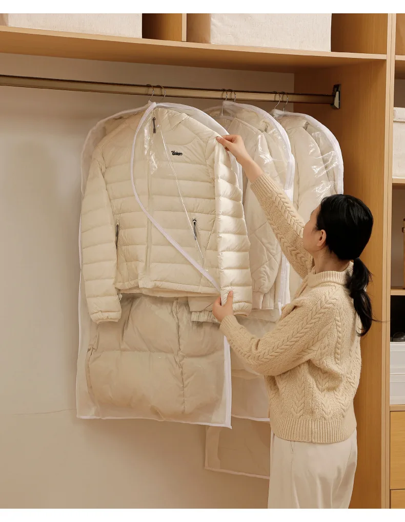 Wardrobe Organizer Bags Down Jacket Air Compression Hanging Bag with Zipper Clothes Dust Cover Bag Save Space Cloth Storage Bag