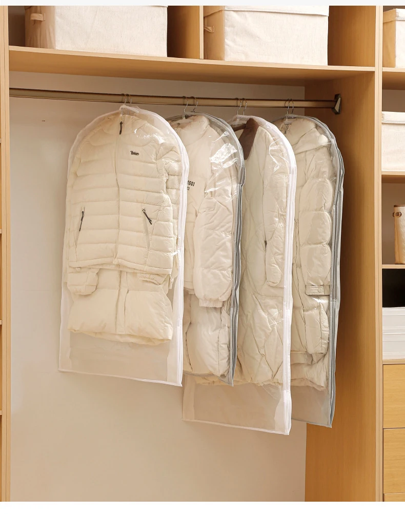 Wardrobe Organizer Bags Down Jacket Air Compression Hanging Bag with Zipper Clothes Dust Cover Bag Save Space Cloth Storage Bag