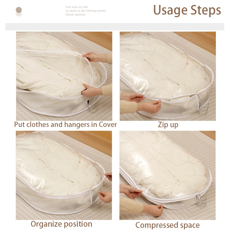 Wardrobe Organizer Bags Down Jacket Air Compression Hanging Bag with Zipper Clothes Dust Cover Bag Save Space Cloth Storage Bag