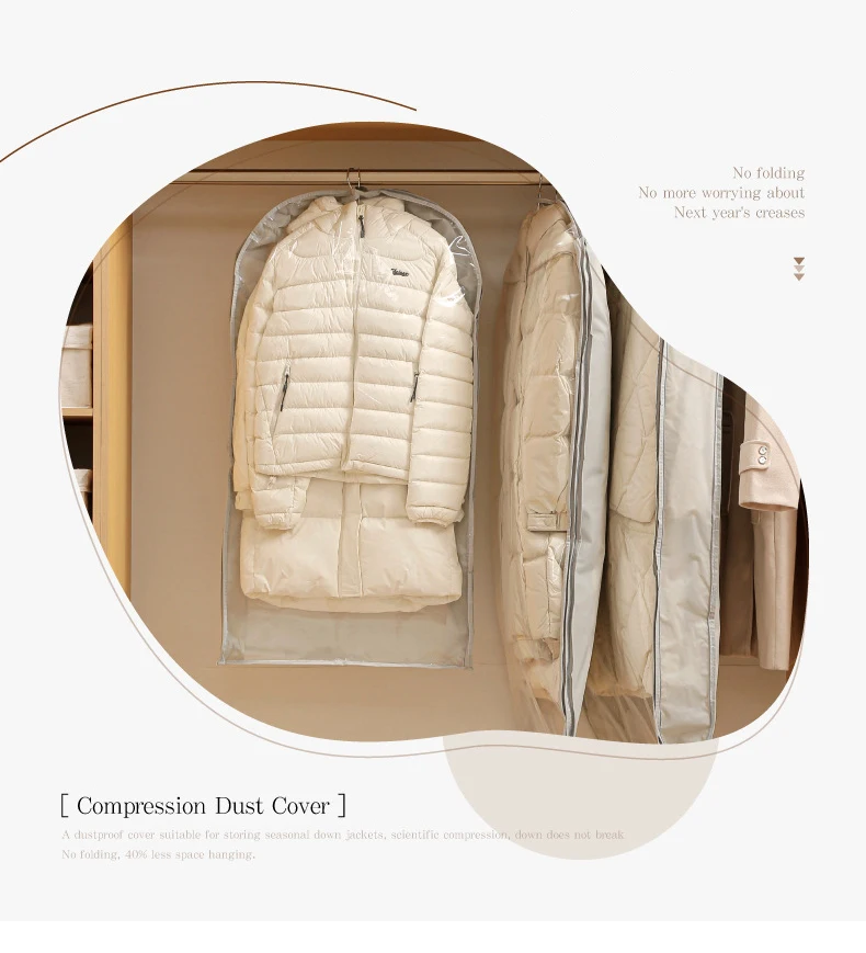 Wardrobe Organizer Bags Down Jacket Air Compression Hanging Bag with Zipper Clothes Dust Cover Bag Save Space Cloth Storage Bag