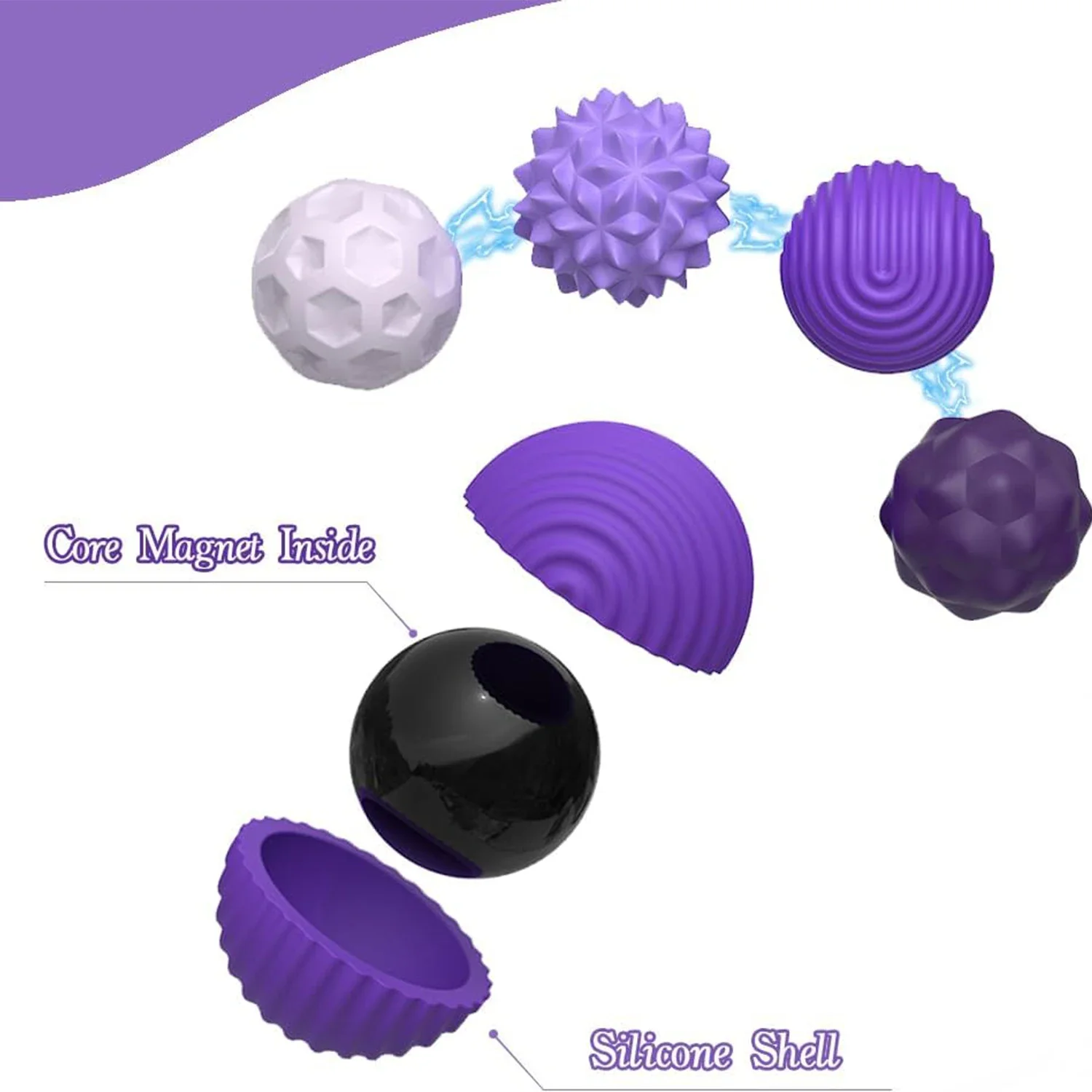 Silicone Magnetic Sensory Balls Fidget Toy Worry Balls Autism Calming Fidgeting Toy Anxiety Relief Stress Sensory Toy