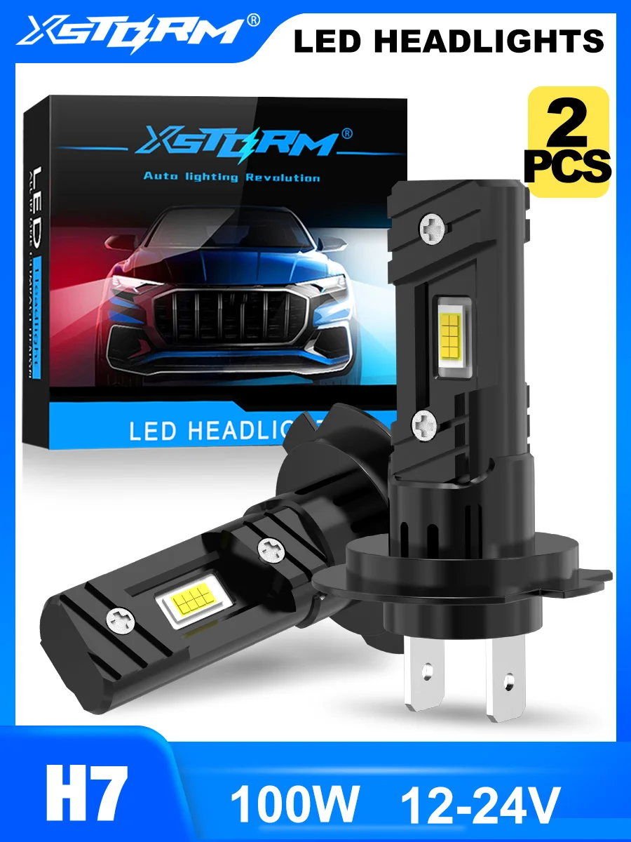 XSTORM 2PCS H7 LED Headlight Bulb 100W 20000LM CPS LED Canbus Auto Lamps 6500K LED Lights Bulb For Car 12V Truck Headlight