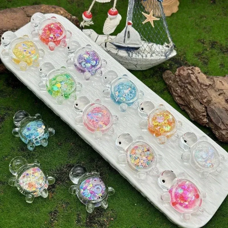 10pcs Glow in The Dark Resin Turtle Figurines Vibrant Colorful Turtle Decor Miniature Ornaments for Indoor Outdoor Home & Garden