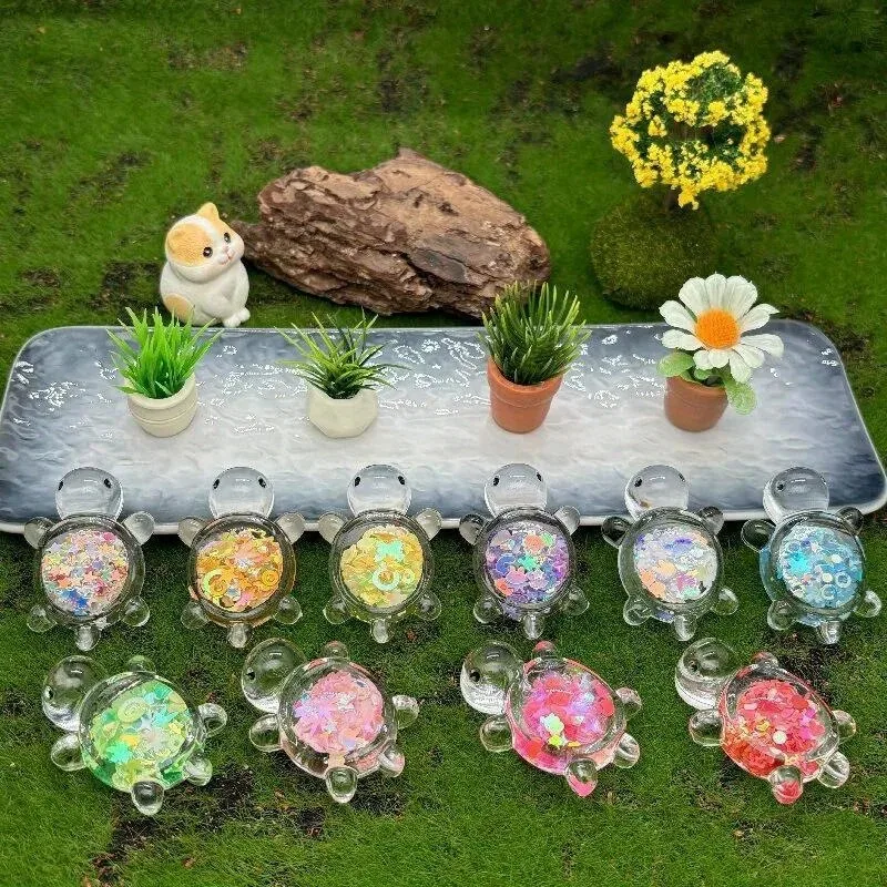 10pcs Glow in The Dark Resin Turtle Figurines Vibrant Colorful Turtle Decor Miniature Ornaments for Indoor Outdoor Home & Garden