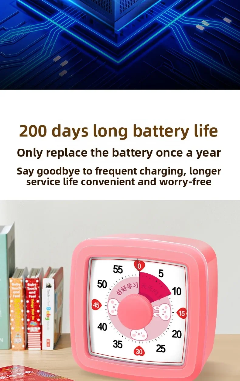 Visual Timer With Night Light School Minuteur 60-Minute Countdown Timer for Kids and Adults Pomodoro Stopwatch Clock