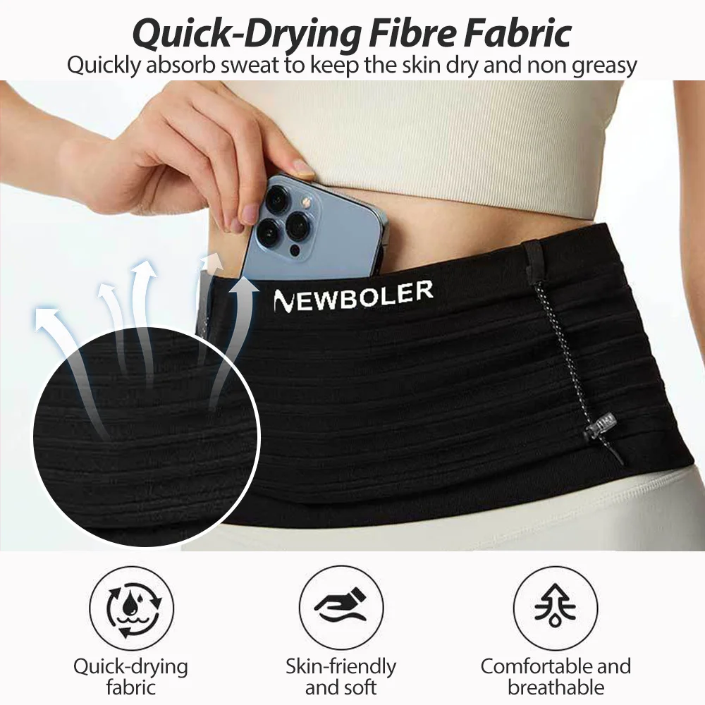 NEWBOLER Elastic Sports Waist Bag Pack Running Race Number Belt Triathlon Marathon Race Cycling Mountaineering Phone Waist Bag