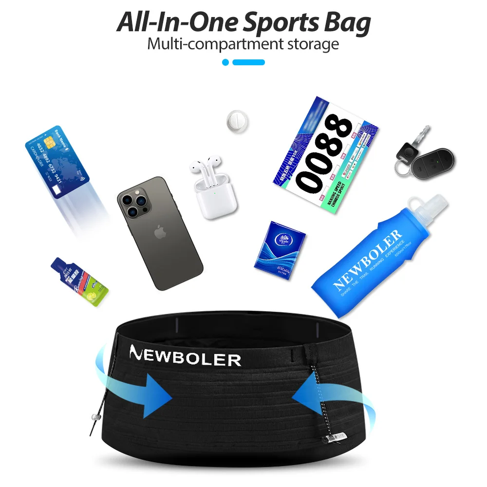 NEWBOLER Elastic Sports Waist Bag Pack Running Race Number Belt Triathlon Marathon Race Cycling Mountaineering Phone Waist Bag