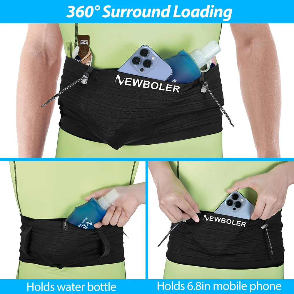 NEWBOLER Elastic Sports Waist Bag Pack Running Race Number Belt Triathlon Marathon Race Cycling Mountaineering Phone Waist Bag