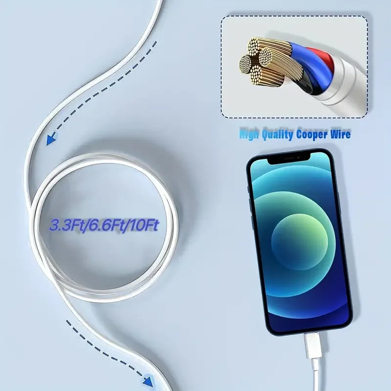 3PCS 5PCS MFi Certified USB to Lightning TPE Cable Fast Charging Cable sfor iPhone14 13 12 11Pro X 8 for iPad White 1M 2M 3M