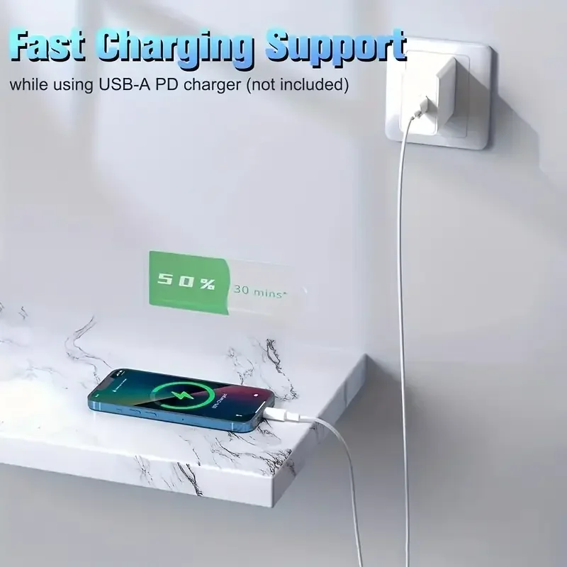 3PCS 5PCS MFi Certified USB to Lightning TPE Cable Fast Charging Cable sfor iPhone14 13 12 11Pro X 8 for iPad White 1M 2M 3M