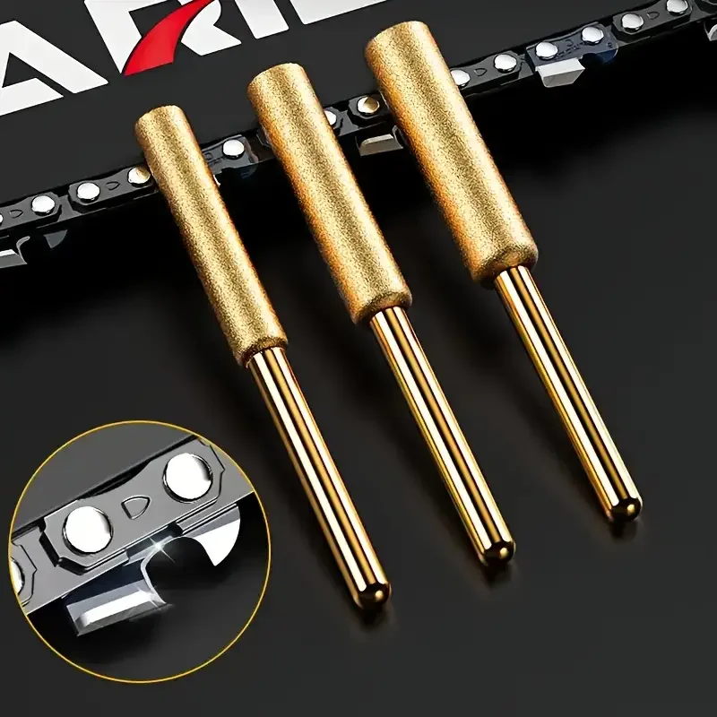 12PCS Diamond Chainsaw Sharpener Set, Titanium Coated Corundum Sharpener Head, Rotary Tool Burr Stone File for Chainsaw, Jade, G