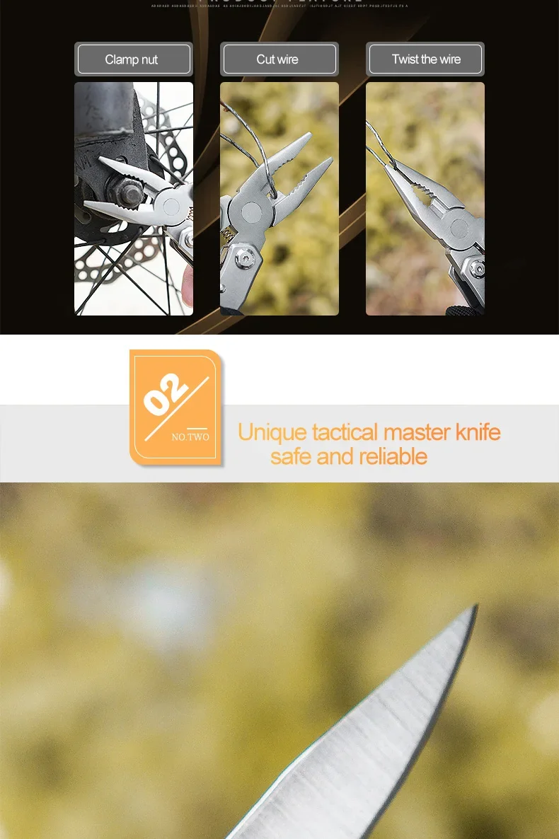 Multi-tool Pliers Outdoor Combination Knife Pliers Stainless Steel Folding Portable Multi-purpose Camping Survival Pliers Tools