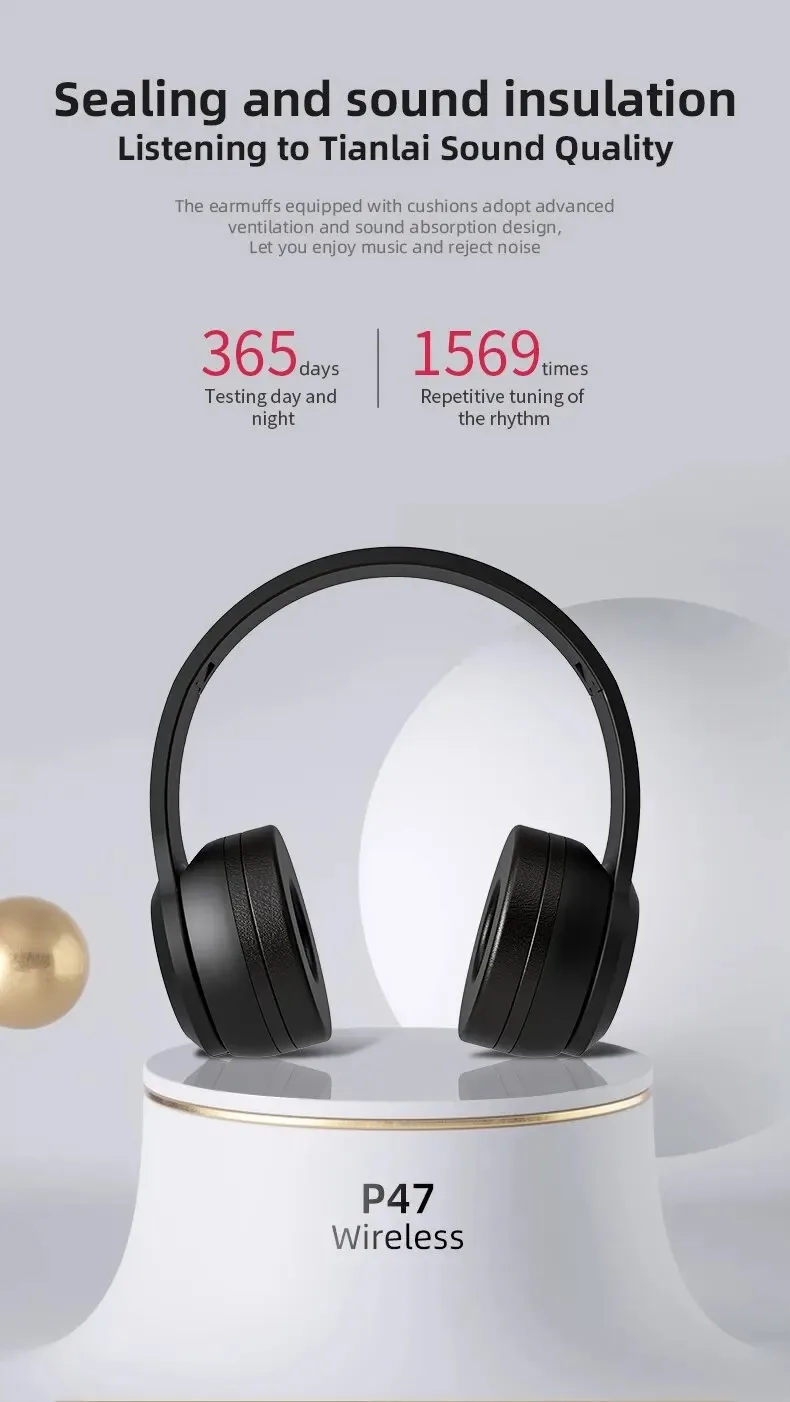 Handsfree Wireless Headphones Noise Canceling Headphone Earphone P47 Headset Bluetooth Head Phone for iPhone Huawei Samsung S22