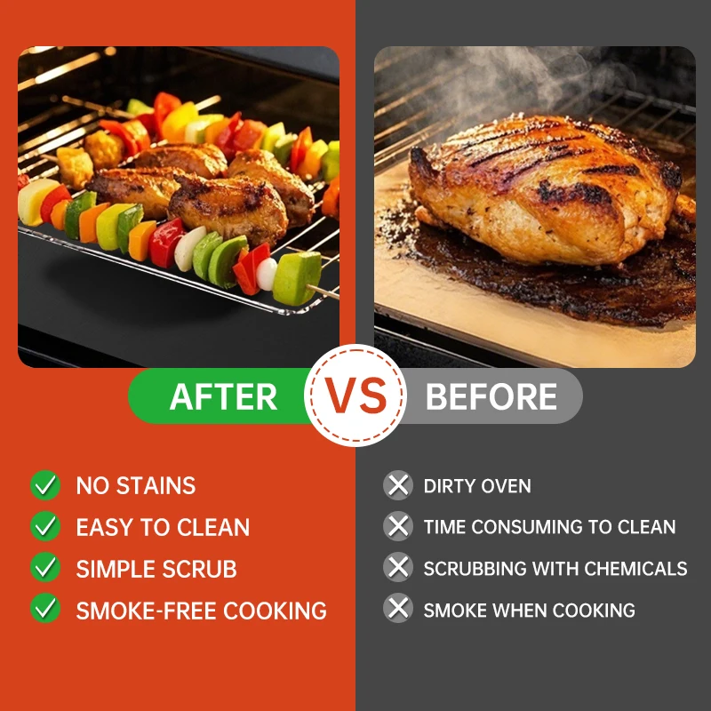 New Oven Liners Reusable Non-stick Anti Dirt Protection Pad Heat Resistant BBQ Grill Mat for Barbecue Cooking Baking Accessories