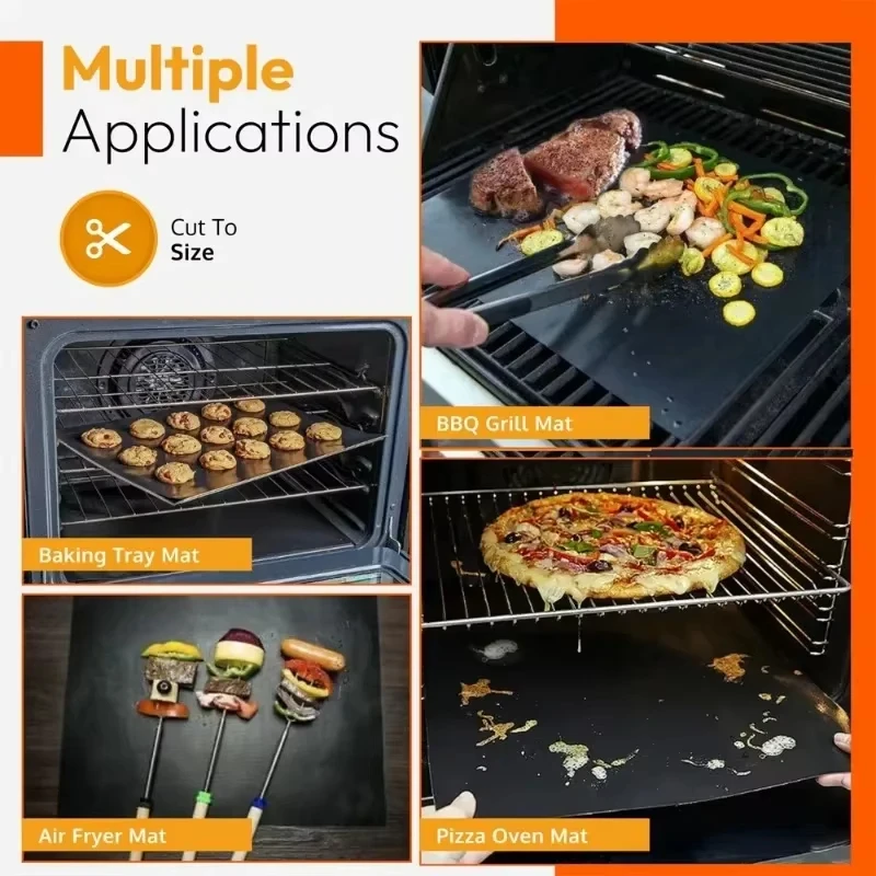 New Oven Liners Reusable Non-stick Anti Dirt Protection Pad Heat Resistant BBQ Grill Mat for Barbecue Cooking Baking Accessories