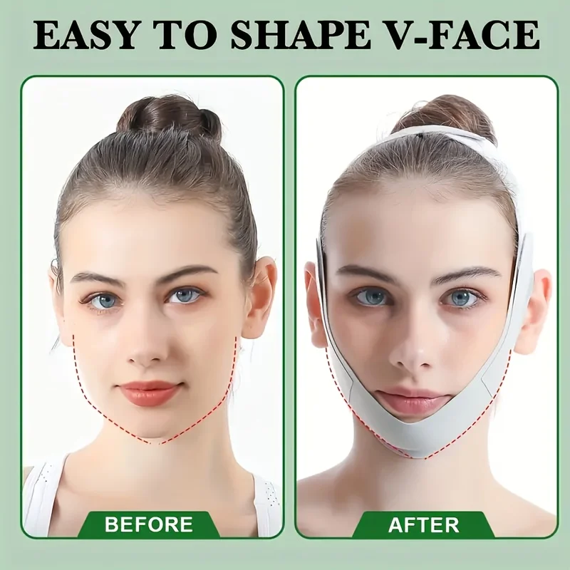 Graphene V-Shape Face Lift Band - Adjustable Double Chin Reducer, Breathable Reusable Facial Strap for Men & Women (5-Size Fit)
