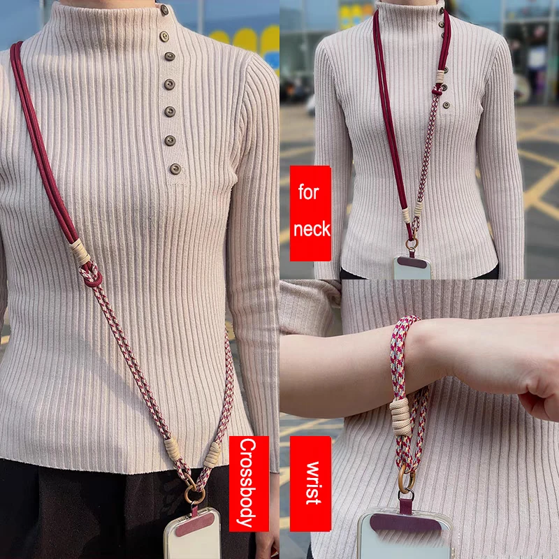 3 in 1 120cm Crossbody Mobile Phone Hanging Rope Neck Lanyard Wrist Strap Removable Phone Lanyard Water Cup Hanging Rope