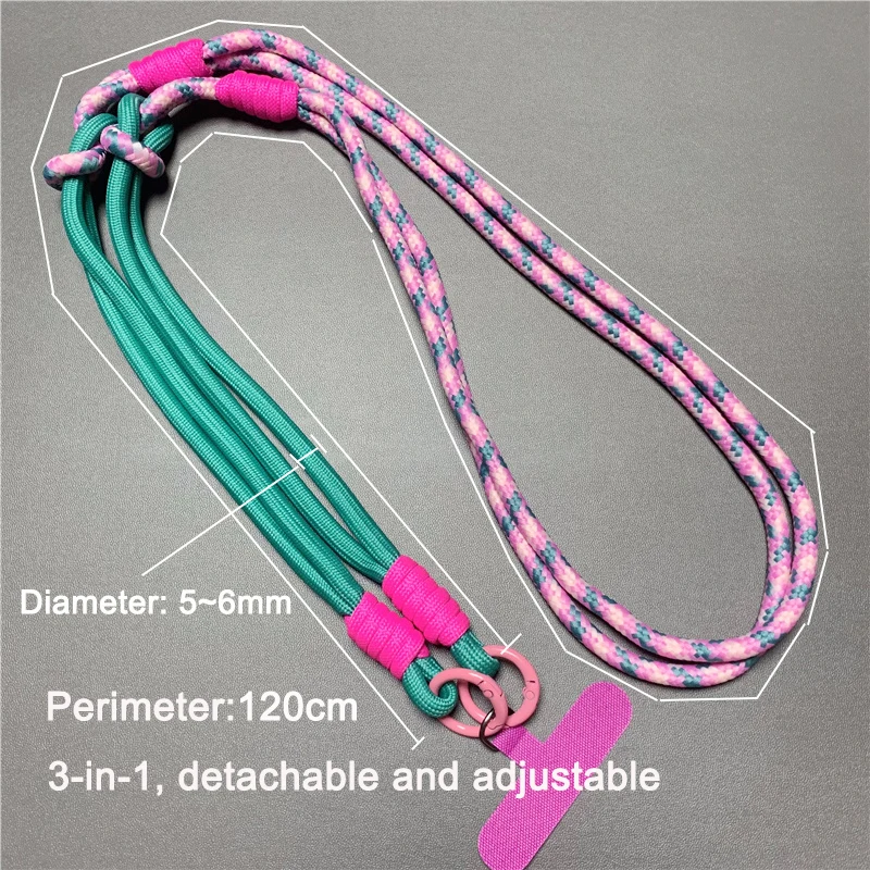 3 in 1 120cm Crossbody Mobile Phone Hanging Rope Neck Lanyard Wrist Strap Removable Phone Lanyard Water Cup Hanging Rope