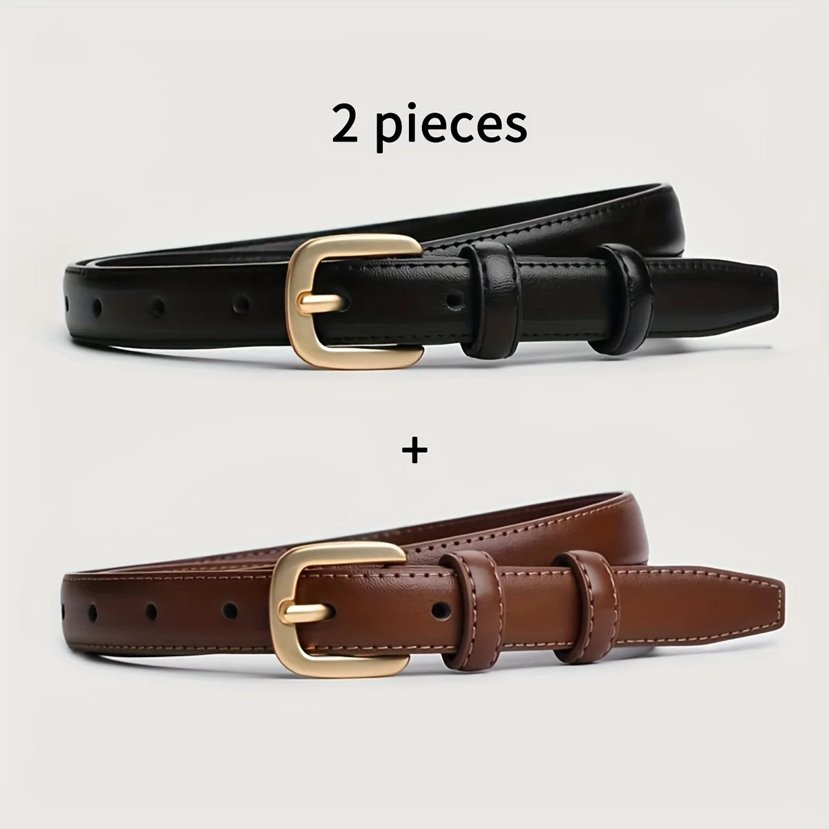 2-pack Casual Fashion Belt with Simple and High-end Feel, Needle Buckle Double Loop Belt Suitable for Daily Wear