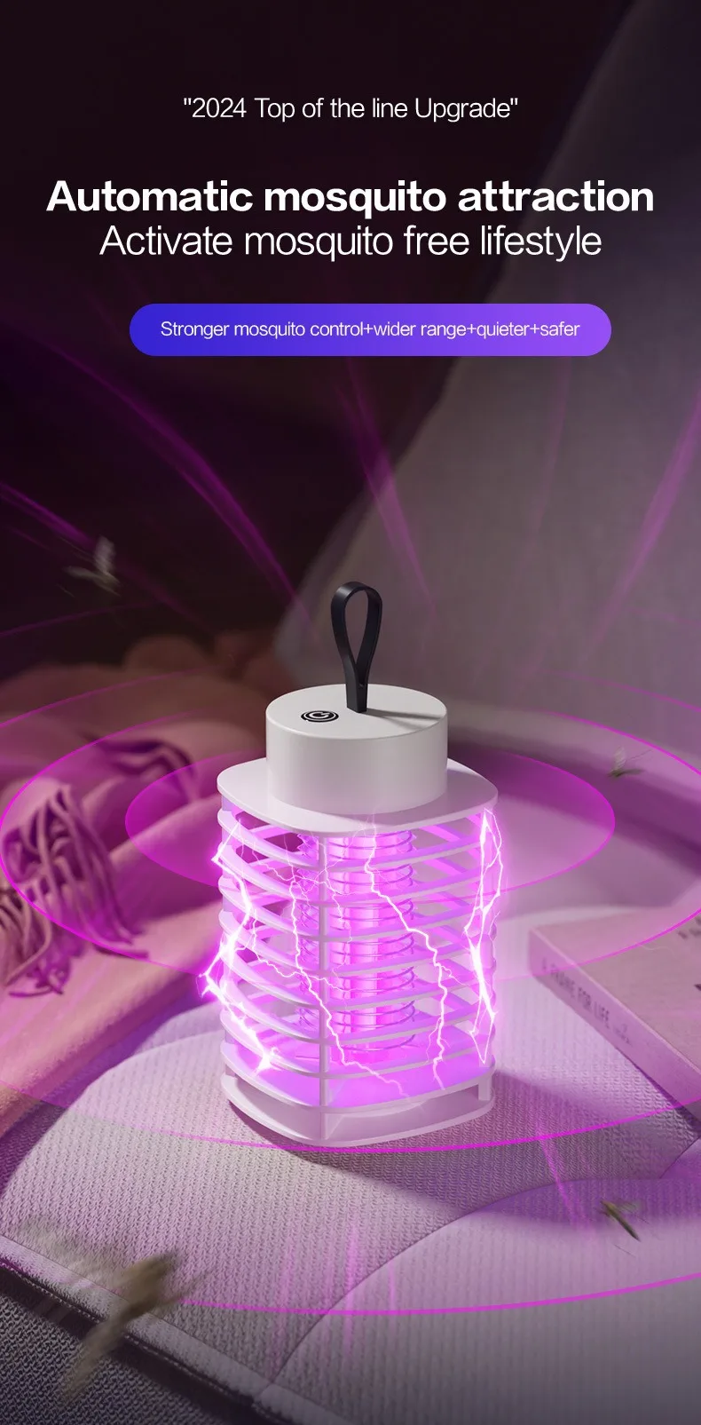Mute Mosquito Killing Lamp Anti-Mosquito Lamp Portable Electronic Mosquito Killer Mosquito Terminator Mosquito Repellent Lamp