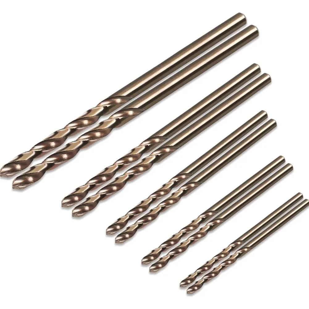 10pcs/set HSS M35 Cobalt Drill Bits 1-3mm for Metal/Stainless Steel - High-Speed Steel Cobalt Coated Drill Bits with Enhanced