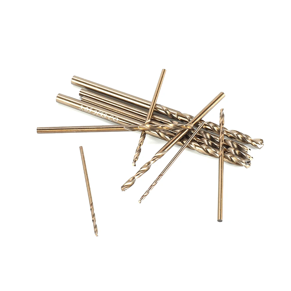 10pcs/set HSS M35 Cobalt Drill Bits 1-3mm for Metal/Stainless Steel - High-Speed Steel Cobalt Coated Drill Bits with Enhanced