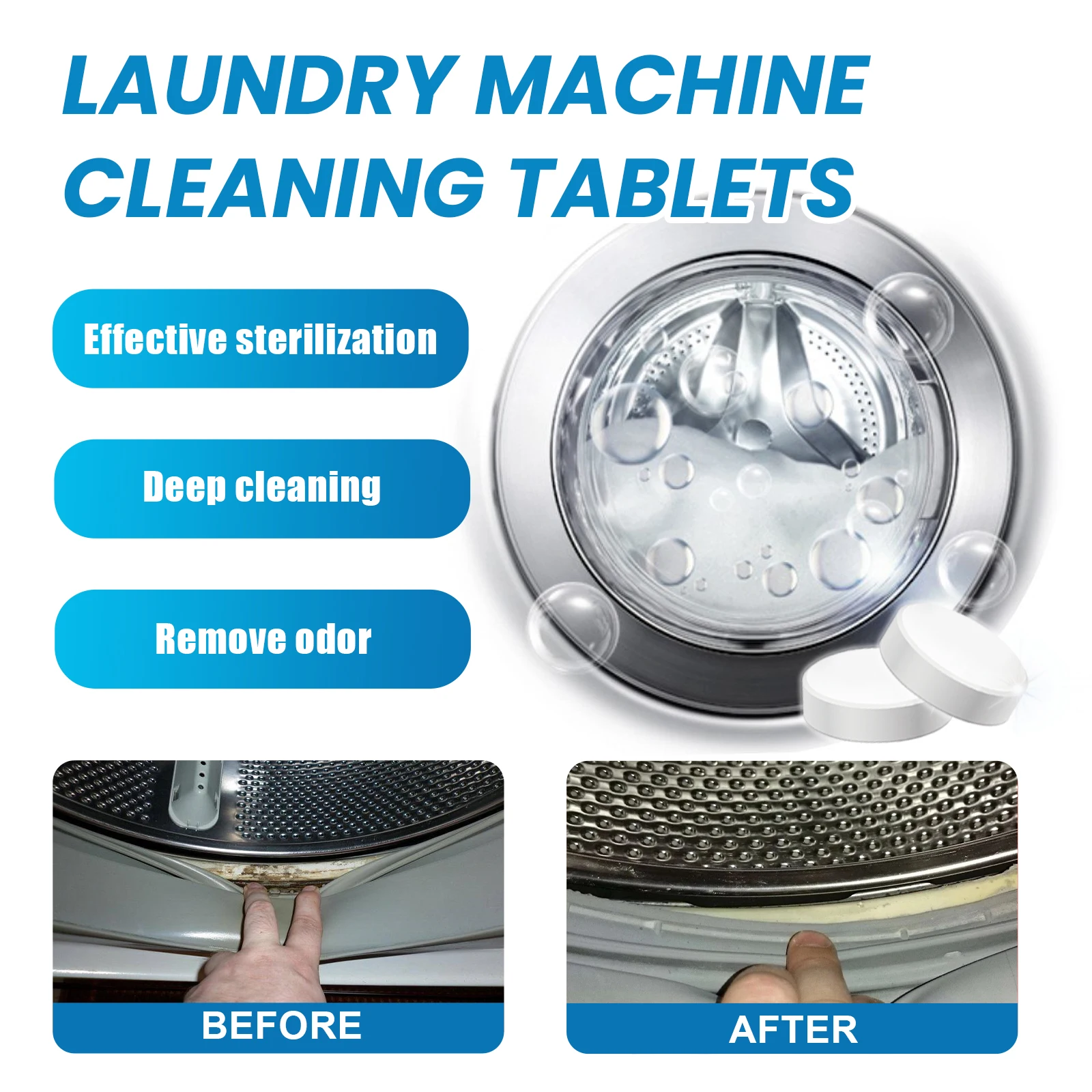 20/40/60PCS Washing Machine Cleaner Tablets Drum Washer Deep Clean Dirt Dissipates Odors Fast Dissolving Long-lasting Fragrance