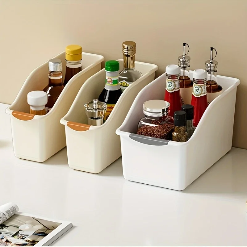 Curved Plastic Storage Bins Set - Multipurpose Home Organization Boxes for Cleaning Supplies & Household Essentials