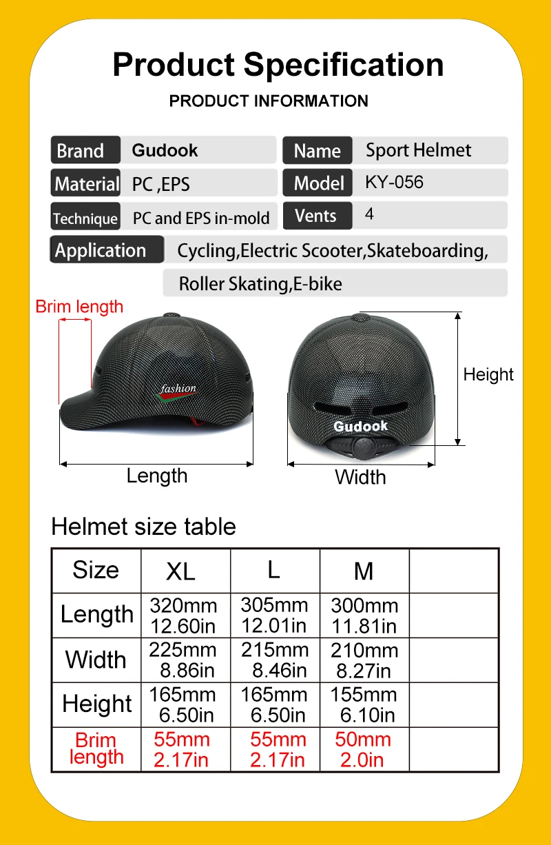 GUDOOK Bike Helmets New Baseball Cap Peaked Cap Bicycle Helmet for Adults Mountain Road Bicycle Helmets Adjustable Size Cycling