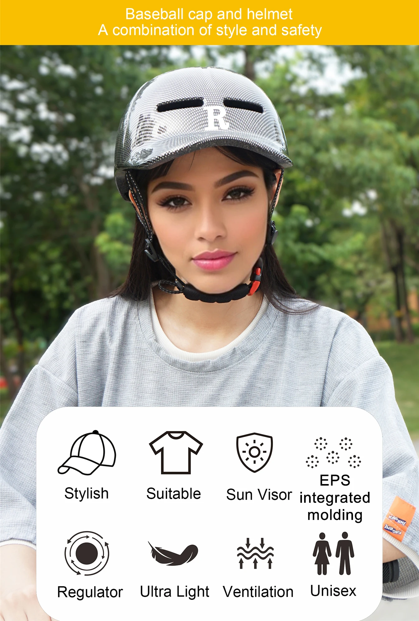 GUDOOK Bike Helmets New Baseball Cap Peaked Cap Bicycle Helmet for Adults Mountain Road Bicycle Helmets Adjustable Size Cycling