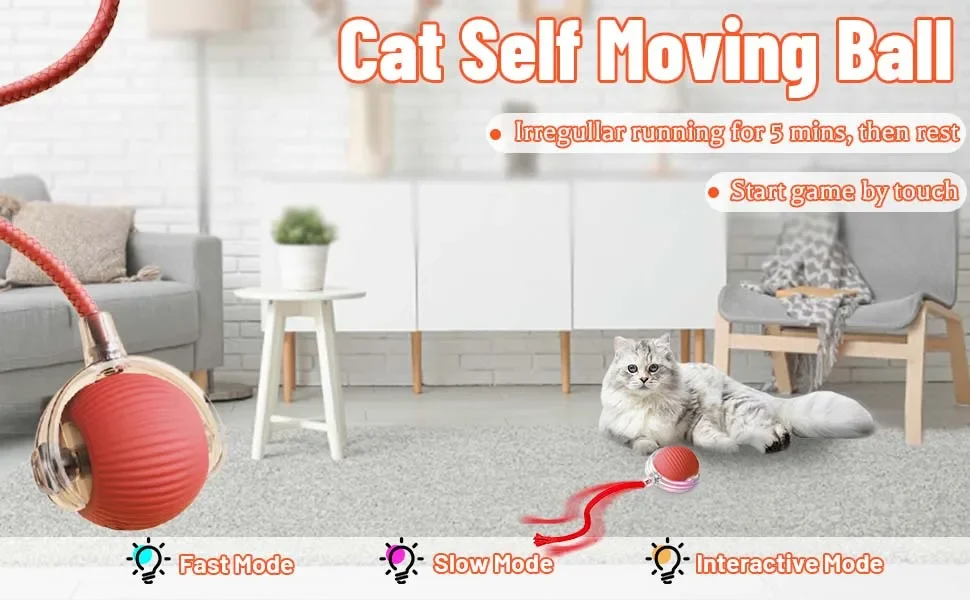 iLMH 1/2 PCS Cat Interactive Ball Toy Automatic Rolling Ball Faux Tail Rechargeable Smart Pet Electric Toy Pet Toy Imitate Mouse