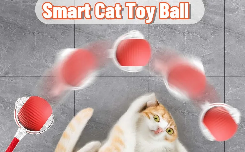 iLMH 1/2 PCS Cat Interactive Ball Toy Automatic Rolling Ball Faux Tail Rechargeable Smart Pet Electric Toy Pet Toy Imitate Mouse