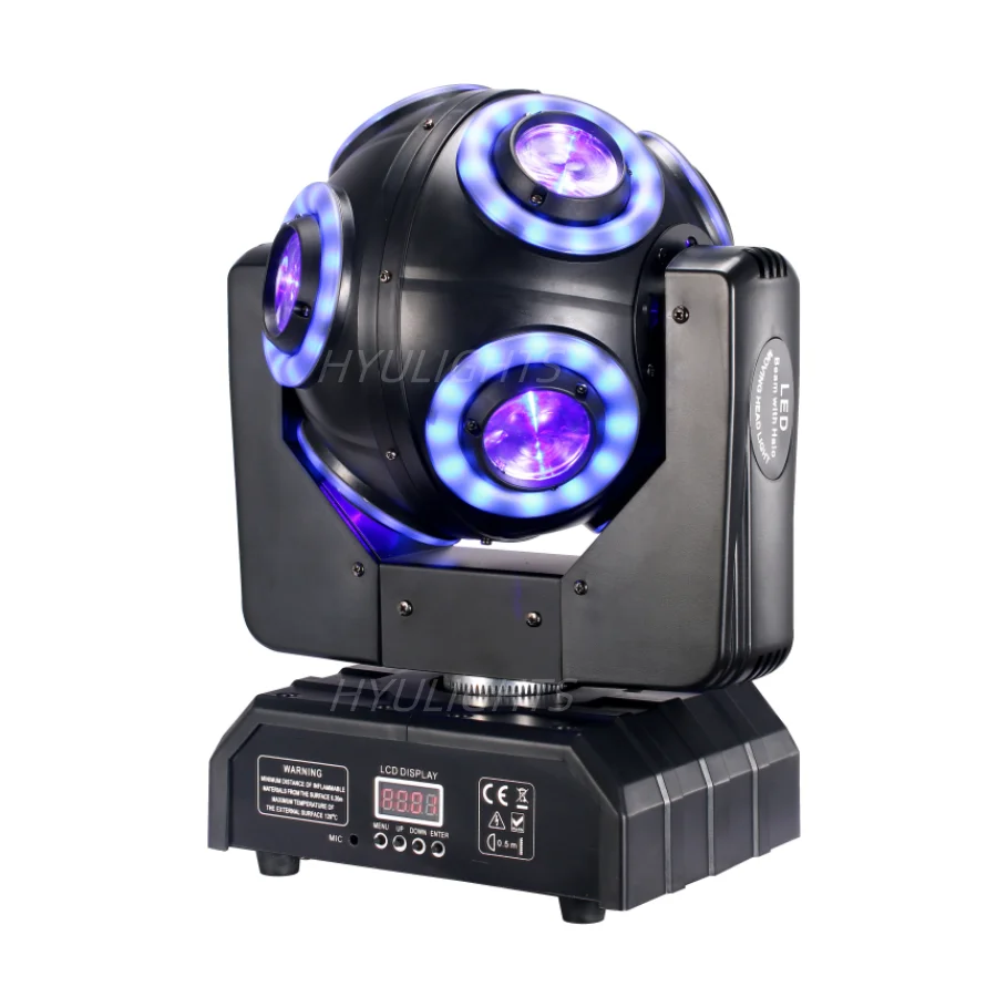 2pcs LED Moving Head Football Light 8x15W RGBW 4in1 With Halo RGB 360 ° Infinite Rotation Beam Strobe Dj Bar DMX512 Stage Effect