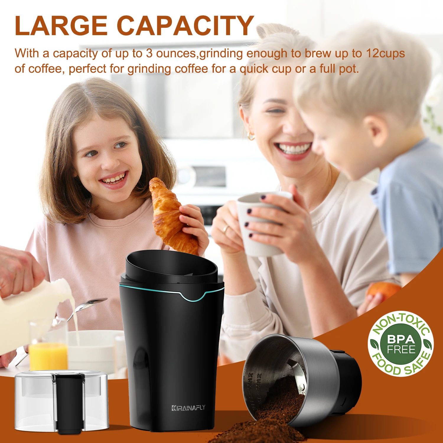 Professional Coffee Grinder with Removable Stainless Steel Cup Coffee Beans Grinder for Spices Herb Grain Mill for Kitchen 300W
