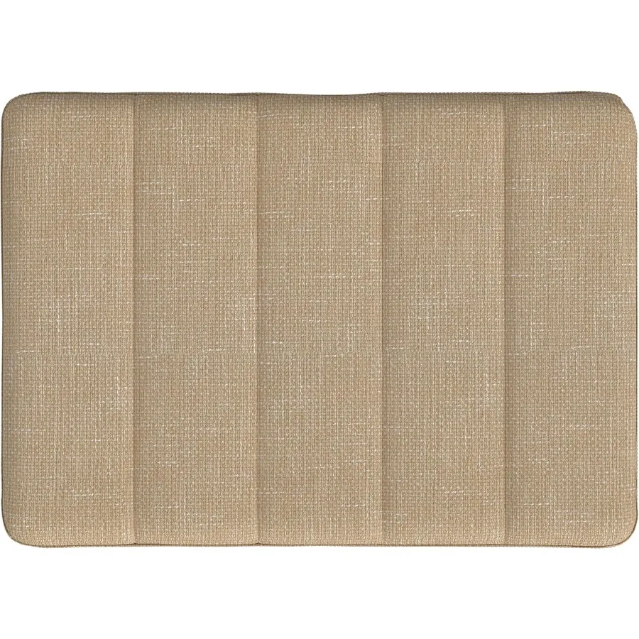 Theodore Channel Tufted Small Ottoman -Light Tan Textured Solid