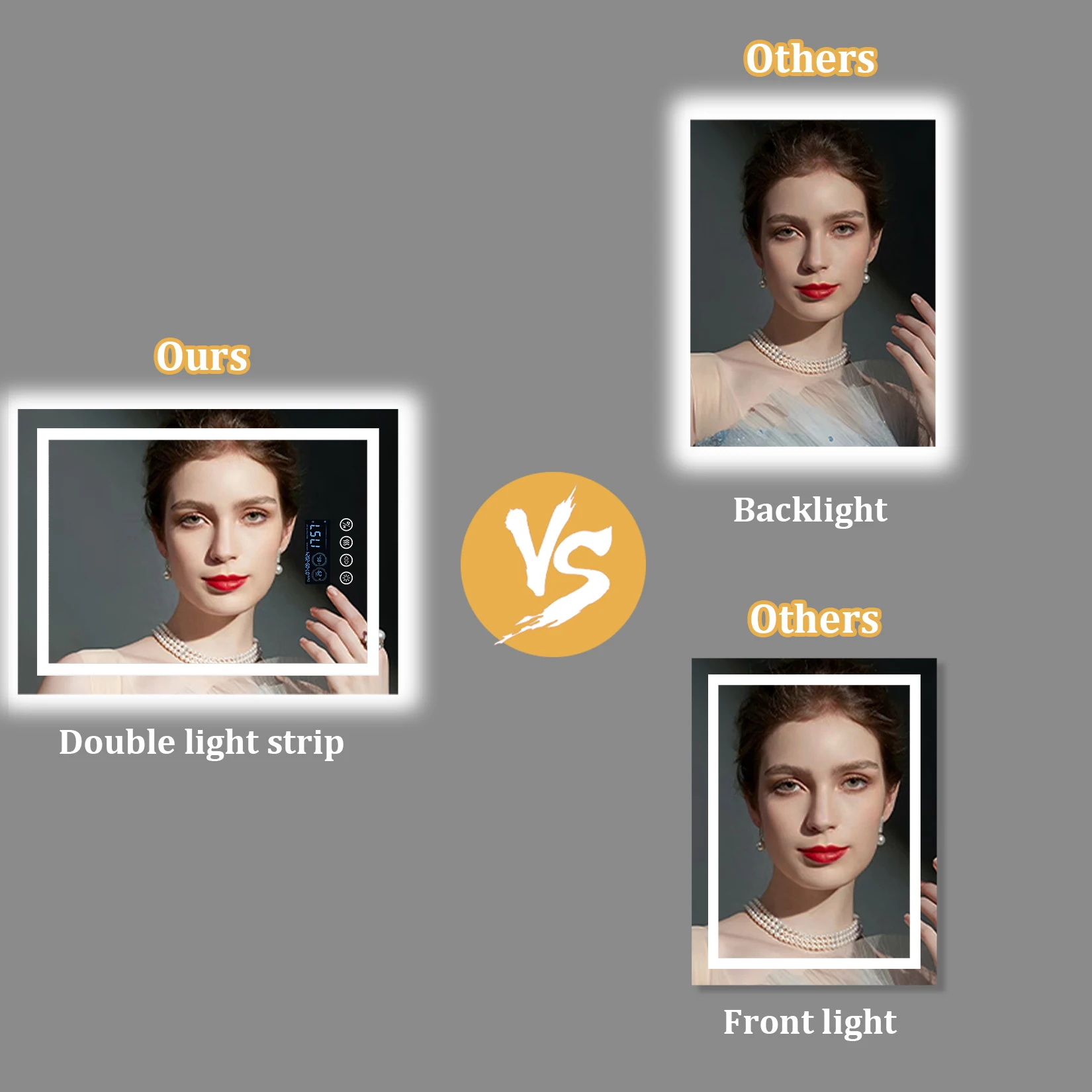 Wisfor 28x36 Lighted Bathroom Mirror with Bluetooth Speaker Smart LED Vanity Makeup Wall Mounted Mirrors 3 Lights Anti-Fog Touch